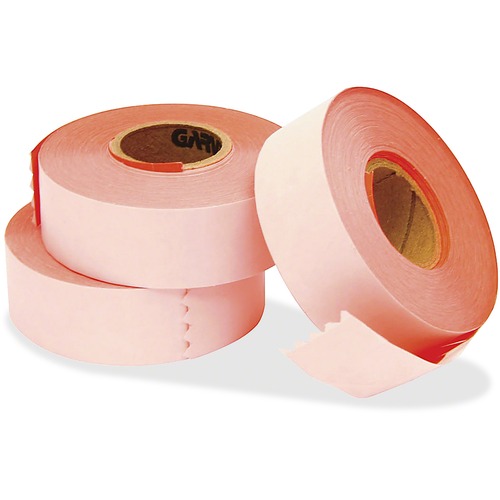 Garvey Contact 22-77 Labelers 2-line Labels - 5/8" Width x 13/16" Length - Rectangle - Fluorescent Red - Paper - Tamper Resistant, Self-adhesive - 1000 / Roll - 1 / Each