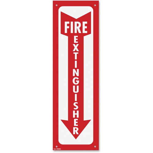 COSCO Fire Extinguisher Sign - 1 Each - Glow in The Dark Design - Fire Extinguisher Print/Message - 4" Width x 13" Height - Rectangular Shape - Tear Resistant, Durable - Plastic - Red, White