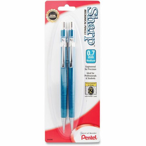 Pentel Sharp Automatic Pencils - 0.7 mm Black Lead - HB/#2 - Blue Barrel - 2 / Pack