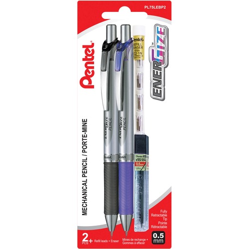 EnerGel EnerGize Mechanical Pencil - 0.5 mm Lead Diameter - Black, Blue Barrel - 2 / Pack