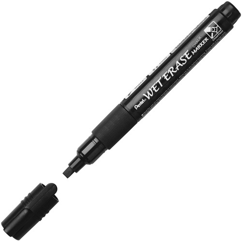 Pentel Wet Erase Chalk Marker - Chisel Marker Point Style - Black Chalk-based Ink - 1 Each