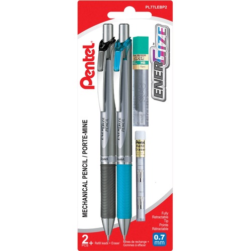 EnerGel EnerGize Mechanical Pencil - 0.7 mm Lead Diameter - Black, Sky Blue Barrel - 2 / Pack