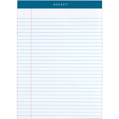 TOPS Docket Legal Rule Writing Pads - 50 Sheets - Double Stitched - 16 lb Basis Weight - 8 1/2" x 11 3/4" - 11.75" x 8.5" - White Paper - Rigid, Heavyweight, Bleed Resistant, Perforated, Acid-free - 6 / Pack