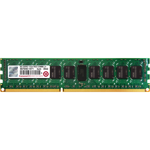 Transcend 8GB DDR3 1333 REG-DIMM CL9 2Rx8 LV - For Server - 8 GB (1 x 8GB) - DDR3-1333/PC3-10600 DDR3 SDRAM - 1333 MHz - CL9 - ECC - Registered - 240-pin - DIMM - Lifetime Warranty