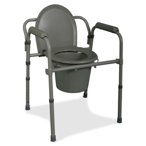 Medline Steel Bedside Commode - 350 lb Load Capacity - 21" Seat Height x 19" Seat Width x 15" Seat Depth