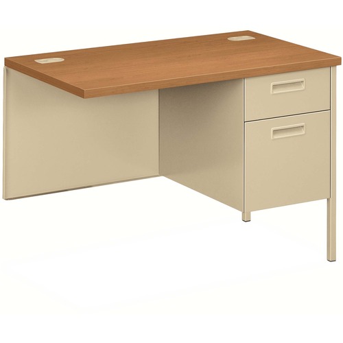 HON Metro Classic Return - 42" x 24" x 29.5" - 5 x File, Box Drawer(s) - Single Pedestal on Right Side - Square Edge - Material: Steel - Finish: Harvest Laminate, Putty