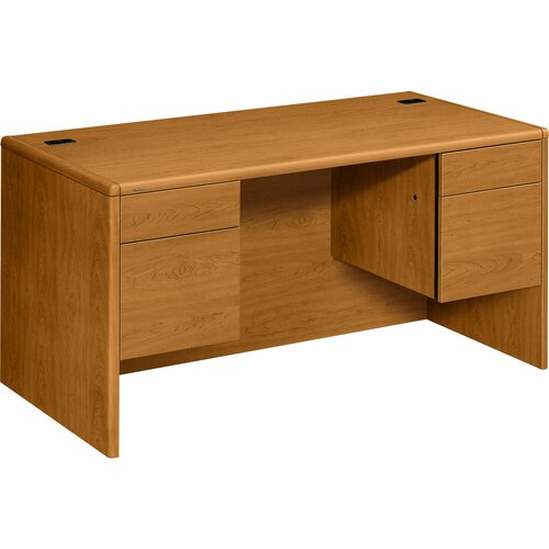 HON 10771 Pedestal Desk - 60" x 30" x 29.5" - Double Pedestal - Finish: Harvest, Laminate - Abrasion Resistant, Stain Resistant
