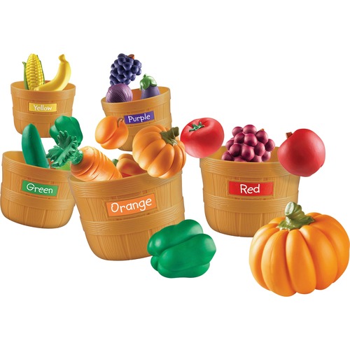 Learning Resources Farmer's Market Color Sorting Set - Skill Learning: Color Identification, Sorting, Nutrition, Food, Gardening - 3-7 Year - Counting & Sorting - LRN3060
