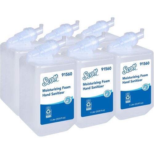 Scott Hand Sanitizer Foam Refill - Fresh Scent - 33.8 fl oz (1000 mL) - Kill Germs - Hand - Clear - 6 / Carton