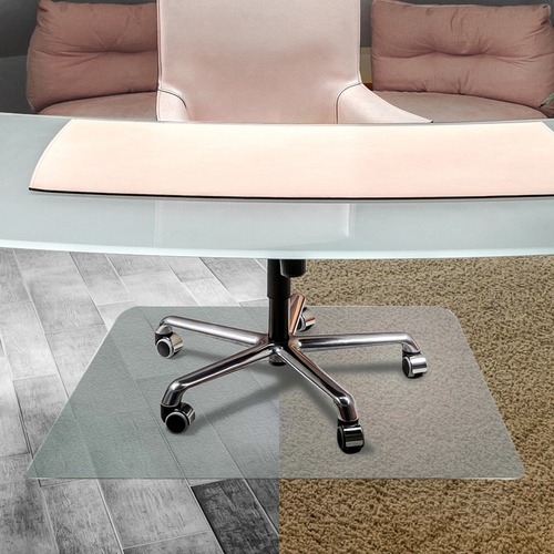 Cleartex® Unomat Anti-Slip Rectangular Chair Mat Hard Floors and Carpet Tiles - 48" x 53" - Clear Rectangular Anti-Slip Polycarbonate Chair Mat for Hard Floors and Carpet Tiles - 53" L x 48" W x 0.075" D