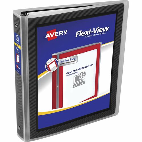 Avery® Flexi-View 3 Ring Binders - 1 1/2" Binder Capacity - Letter - 8 1/2" x 11" Sheet Size - 275 Sheet Capacity - 3 x Round Ring Fastener(s) - 1 Pocket(s) - Polypropylene - Pocket, Flexible, Durable, Business Card Holder, Lightweight, Preprinted, No