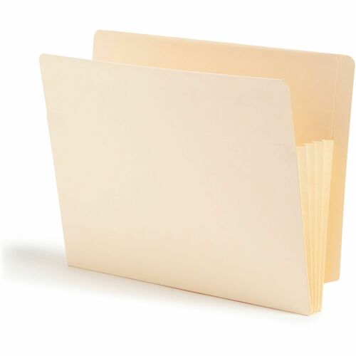 Smead Straight Tab Cut Letter Recycled Pocket Folder - 8 1/2" x 11" - 3 1/2" Expansion - End Tab Location - 2 Plys - Manila - Tear Resistant, Reinforced Tab, Straight Cut Tab - 10% Paper Recycled - 10 / Box