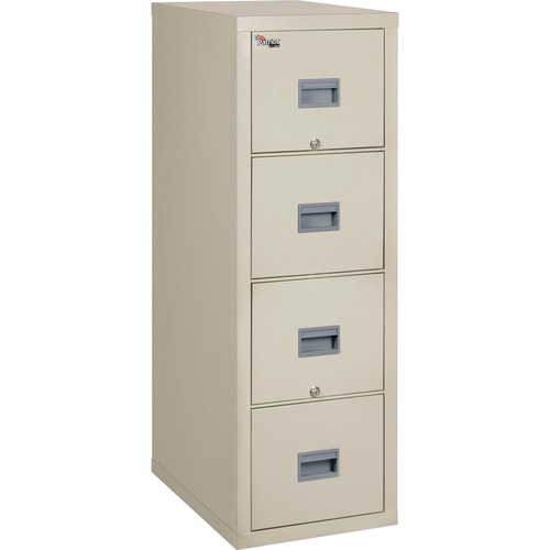 FireKing Patriot Series 4-Drawer Vertical Fire Files - 20.8" x 31.6" x 52.8" - 4 x Drawer(s) for File - Legal - Vertical - Fire Proof, Impact Resistant, Locking Drawer, Scratch Resistant, Recessed Handle, Ball Bearing Slide - Parchment - Gypsum, Steel