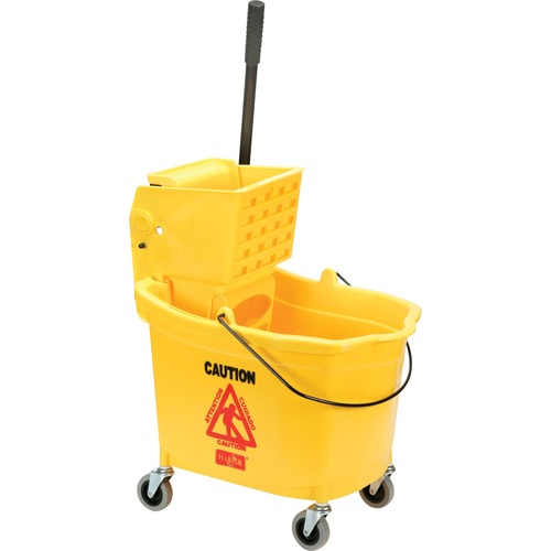 SKILCRAFT Wet Mop Bucket/Wringer Combo - 35 quart - Durable, Rust Resistant, Corrosion Resistant - 36.5" x 15.3" x 21" - Plastic - Yellow - 1 / Set