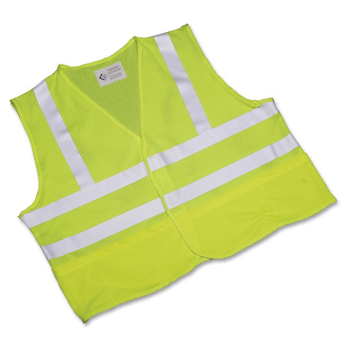 SKILCRAFT High-visibility Safety Vest - Extra Large - Polyester Mesh - Yellow, Lime - Lightweight, Breathable, Reflective Strip, Washable, Hook & Loop Closure - 1 Each