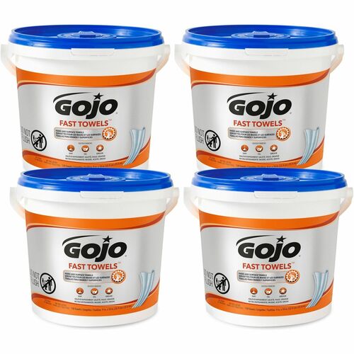 Gojo® Fast Towels Bucket - Fresh Citrus - 130 Sheets - Blue, Clear - 130 Per Bucket - 4 / Carton