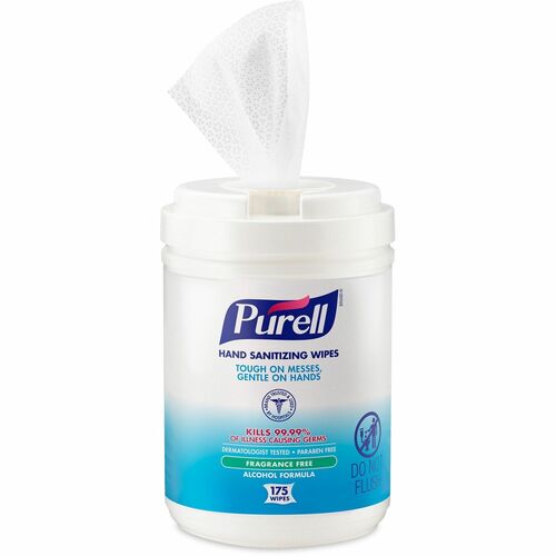 PURELL® Alcohol Hand Sanitizing Wipes - 6" x 7" - White - 175 Per Canister - 1 Each