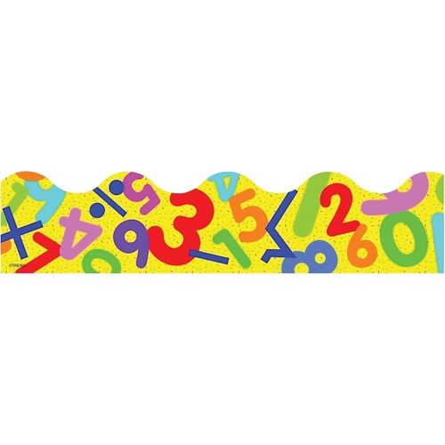 Trend Terrific Trimmers 2-1/4" x 39" Math Fun - Learning, Fun Theme/Subject - Rectangle Shape - Layer Patterns - Durable, Reusable - 2.25" (57.2 mm) Height x 39" (990.6 mm) Width