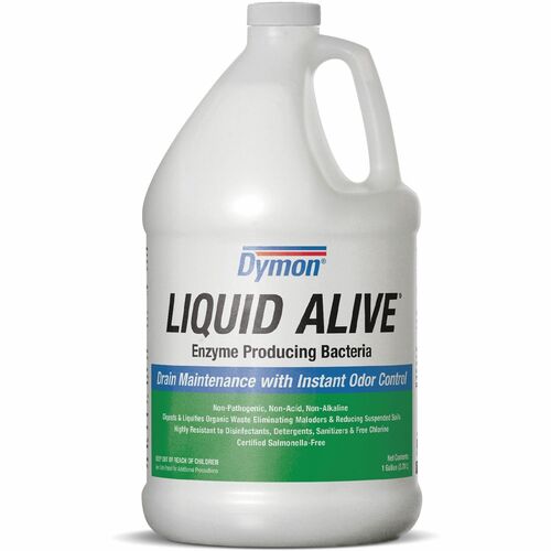 Dymon LIQUID ALIVE Enzyme Producing Bacteria - For Multipurpose - Liquid - 128 fl oz (4 quart) - Natural ScentBottle - 1 Each - Non-toxic, Non Alkaline, Chlorine-free, Salmonella-free - White