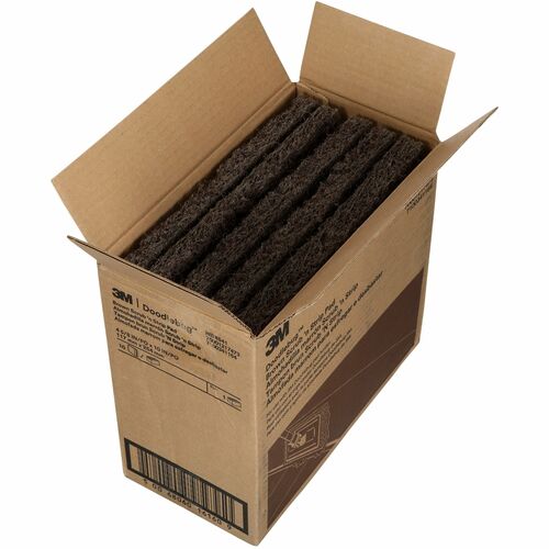 3M Doodlebug Cleaning Pad - 4.63" Width10" Length - Scrubbing, Floor, Scouring, Stripping, Baseboard - Scrub Strip, Heavy Duty - Polyester, Nylon - Brown - 1 Pack