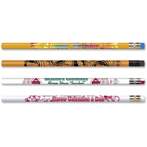 Moon Products Fun Design Seasonal Pencil Pack - 8.7 mm Black Lead - #2 - Assorted Wood Barrel - 144 / Box