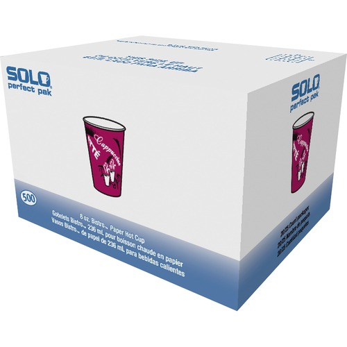 Solo 8 oz Bistro Design Hot Cups - 25.0 / Pack - 20 / Carton - Maroon - Poly Paper - Hot Drink, Coffee, Tea, Cocoa