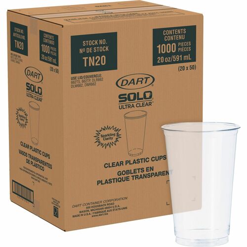 Solo Ultra Clear 20 oz Cold Cups - 50.0 / Bag - 20 / Carton - Clear - Plastic - Cold Drink