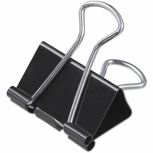 Universal Binder Clips with Storage Tub, Medium, Black/Silver, 24/Pack - Medium - 1.3" Width - 0.63" Size Capacity - Black, Silver - Metal, Steel Wire - 24 / Pack