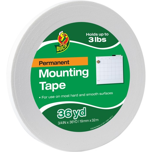 Duck Brand Brand Double-sided Foam Mounting Tape - 36 yd Length x 0.75" Width - For Mounting, Crafting, Name Plate, Sign - 1 / Roll - White