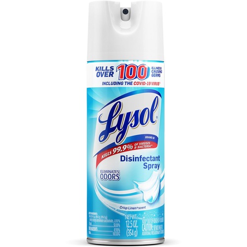 Lysol Crisp Linen Disinfectant Spray - For Nonporous Surface, Kitchen, Bathroom, Hard Surface - 12.50 oz (0.78 lb) - Crisp Linen Scent - Disinfectant, Anti-bacterial, CFC-free - Clear - 1 Each