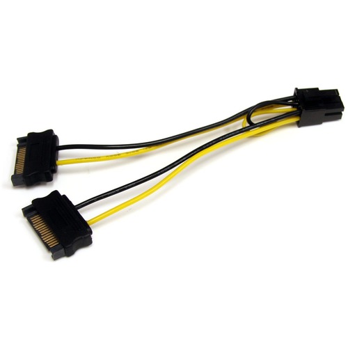 StarTech.com 6in SATA Power to 6 Pin PCI Express Video Card Power Cable Adapter - Convert two 15-pin SATA power supply connectors to a 6-pin PCI Express video card power connector - sata to pci express power - sata to pcie power - sata to 6 pin pci expres
