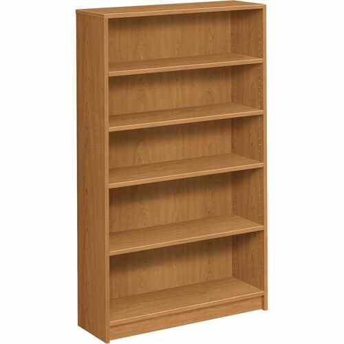 HON 1870 Series Bookcase - 5 Shelf(ves) - 60.1" Height x 36" Width x 11.5" DepthFloor - Durable, Sturdy, Square Corner, Abrasion Resistant, Adjustable, Stain Resistant, Spill Resistant, Scratch Resistant, Leveling Glide - Laminate - Harvest - Hardboard