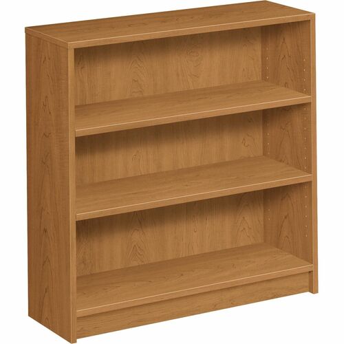 HON 1870 Series Bookcase 36"W - 3 Shelf(ves) - 36.1" Height x 36" Width x 11.5" DepthFloor - Durable, Sturdy, Square Corner, Abrasion Resistant, Adjustable, Stain Resistant, Scratch Resistant, Spill Resistant, Leveling Glide - Laminate - Harvest - Hardboa