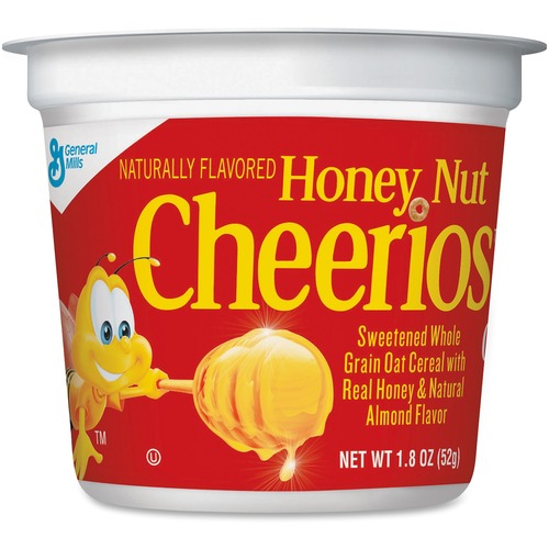 Cheerios Honey Nut Cereal-In-A-Cup - Low Fat - Honey Nut - 1 Serving Cup - 1.30 oz - 6 / Pack