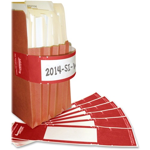 Tabbies File Pocket Handles - 2" Width x 9 5/8" Length - Red - Tyvek - Tear Resistant, Write-on Label - 48 / Pack