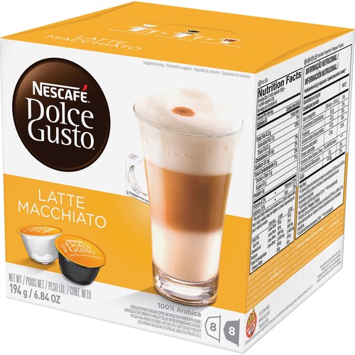 Nescafe Dolce Gusto Latte Macchiato Coffee Pods Pod - Compatible with Majesto Automatic Coffee Machine - Latte Macchiato, Espresso, Rich Aroma - 16 / 