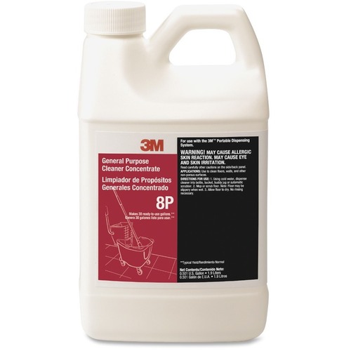 3M 8P General Purpose Cleaner Concentrate - For Multipurpose - 64.2 fl oz (2 quart) - 1 Each - Residue-free, Rinse-free - Clear