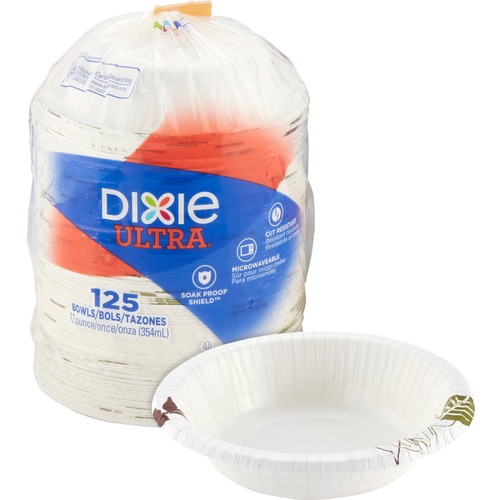Dixie Ultra® Pathways 12 oz Heavyweight Paper Bowls by GP Pro - Pathways - Disposable - Microwave Safe - White - Paper Body - 125 / Pack