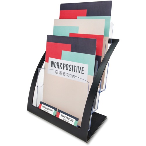 Deflecto Contemporary Literature Holder - 3 Compartment(s) - 3 Tier(s) - 13.3" Height x 11.2" Width x 6.9" DepthDesktop, Counter - Durable, Business Card Holder - Plastic - 1 Each