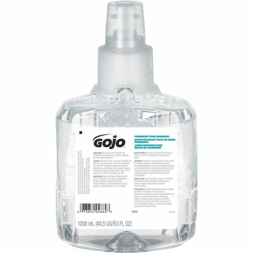 Gojo® LTX-12 Pomeberry Foam Handwash Refill - Pomeberry ScentFor - 40.6 fl oz (1200 mL) - Bottle Dispenser - Hand - Moisturizing - Light Blue - Bio-based, Rich Lather, Eco-friendly - 1 Each