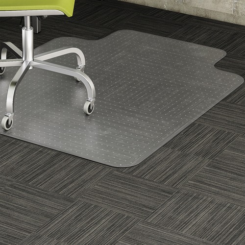 Lorell Wide Lip Low-pile Chairmat - Carpeted Floor - 53" Length x 45" Width x 0.112" Thickness - Lip Size 12" Length x 25" Width - Vinyl - Clear - 1Each