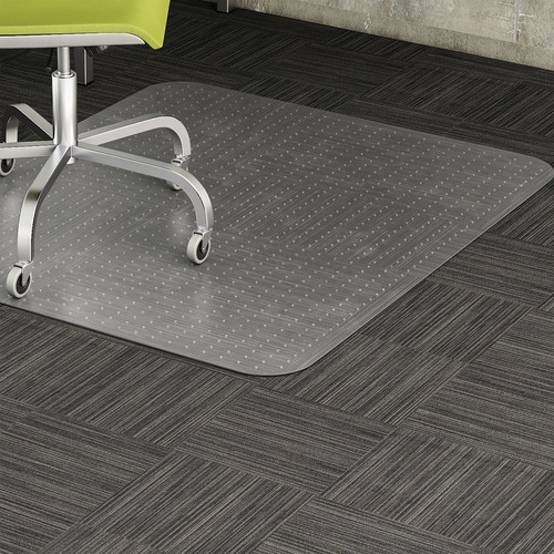 Lorell Low-pile Chairmat - Carpeted Floor - 60" Length x 46" Width x 0.112" Thickness - Rectangular - Vinyl - Clear - 1Each