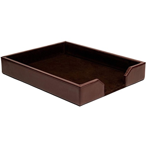 Dacasso Bonded Leather Letter Tray - 2" Height x 10.3" Width13.5" Length%Desktop - Dark Brown - Leather - 1 Each