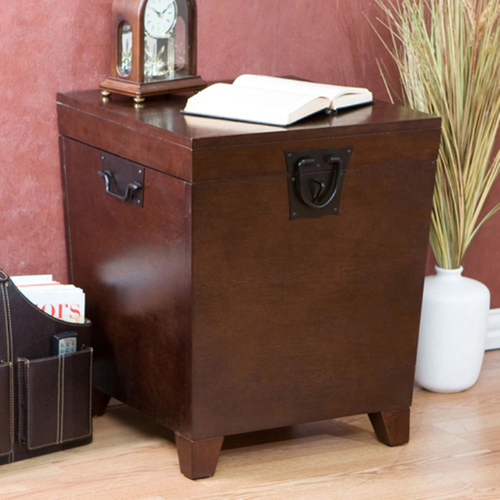 SEI Pyramid Trunk End Table - Espresso - 23.75" Height x 20" Width x 20" Length - Assembly Required - Espresso