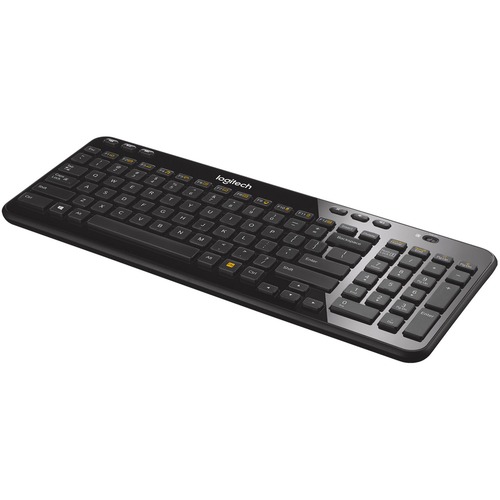 Logitech K360 Compact Wireless Keyboard for Windows, 2.4GHz Wireless, USB Unifying Receiver, 12 F-Keys, 3-Year Battery Life, Compatible with PC, Laptop (Glossy Black) - Wireless Connectivity - RF - 33 ft - 2.40 GHz - USB Interface Email, Play/Pause, Previ