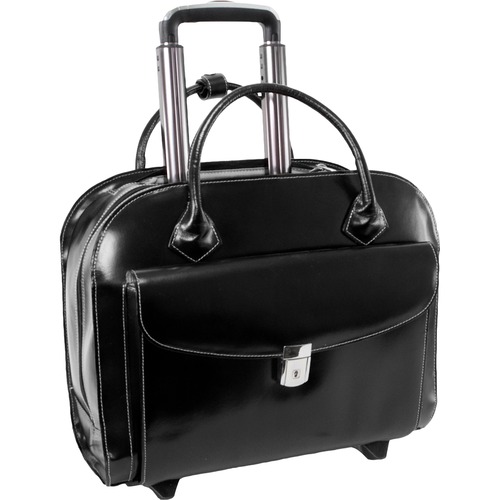 McKleinUSA 15.4" Leather Wheeled Ladies' Laptop Briefcase - Acrylonitrile Butadiene Styrene (ABS), Cowhide Leather Body - Foam Interior Material - Hand Strap, Trolley Strap - 14.5" Height x 7.3" Width x 16.8" Depth - Female - 1 Each