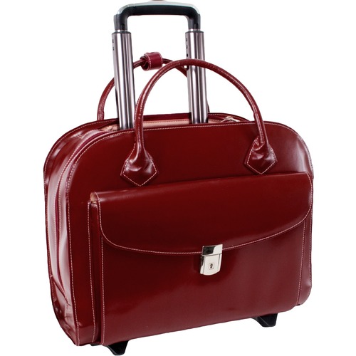 McKleinUSA 15.4" Leather Wheeled Ladies' Laptop Briefcase - Acrylonitrile Butadiene Styrene (ABS), Cowhide Leather Body - Hand Strap, Trolley Strap - 14.5" Height x 7.3" Width x 16.8" Depth - Female - 1 Each