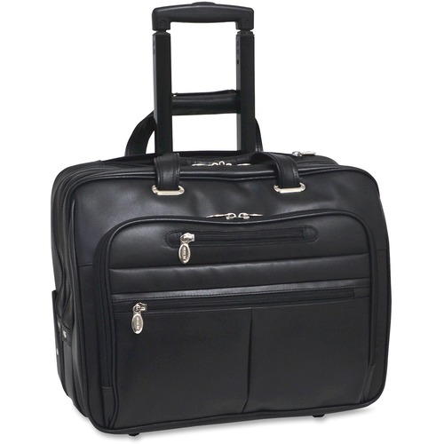 McKleinUSA Wrightwood Carrying Case (Roller) for 17" Notebook - Black - Leather, Acrylonitrile Butadiene Styrene (ABS) Body - Foam Interior Material - Hand Strap, Trolley Strap - 13" Height x 17" Width x 7.5" Depth - 1 Each
