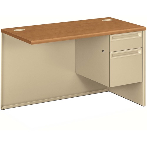HON 38215R Return with Lock - 29.5" Height x 48" Width x 24" DepthRight Side - Radius Edge - Material: Particleboard, Steel - Finish: Harvest, Putty - Ball-bearing Suspension - 1 Each