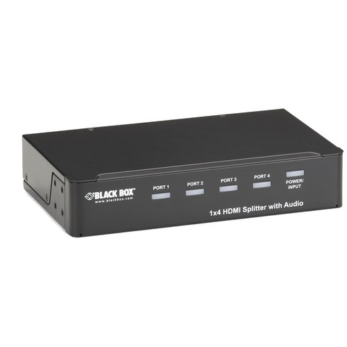 Black Box 1 x 4 HDMI Splitter with Audio - Audio Line In - Audio Line Out - 1 x HDMI In - 4 x HDMI Out